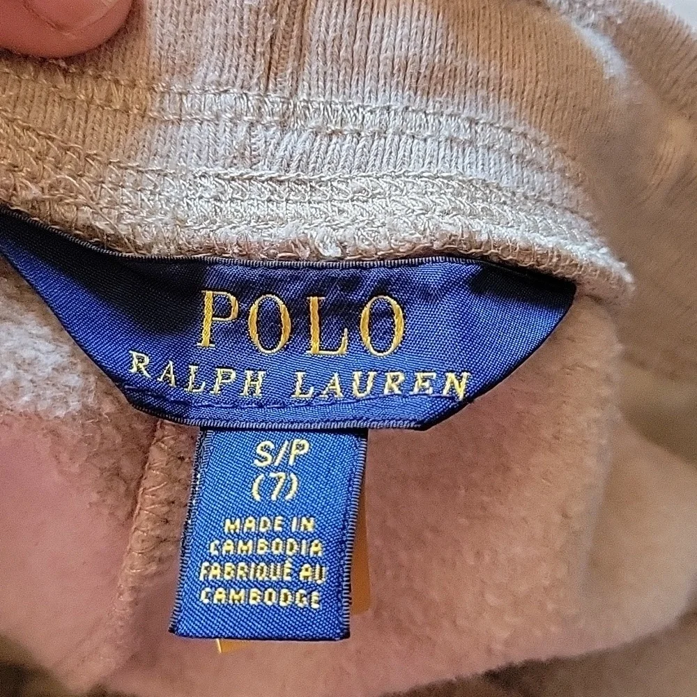 Ralph Lauren Light Gray Sweatpants with Pink & Blue Polo Embroidery